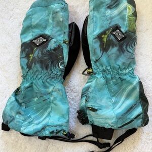 Burton Kids' Aqua and Black Mittens lightly worn size M